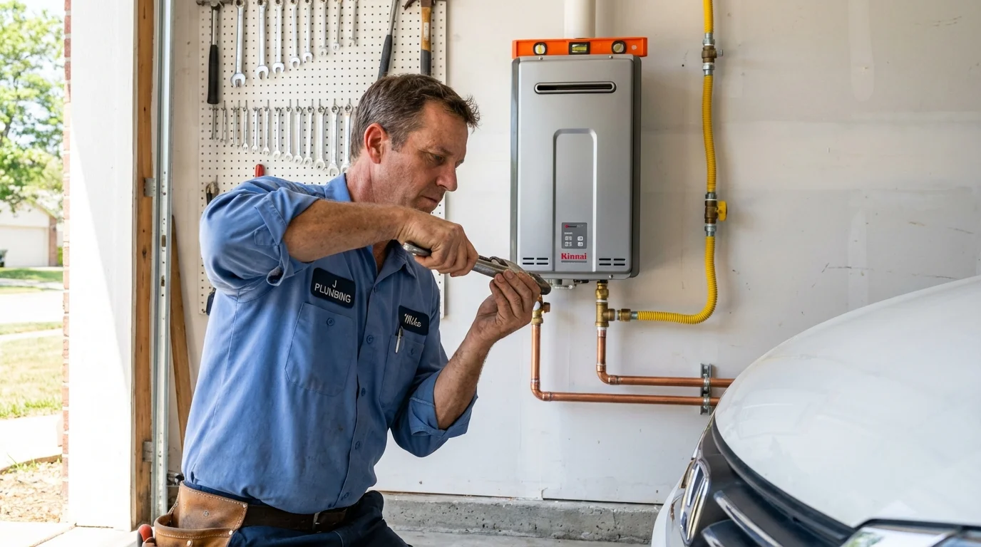 Tankless water heater installation by a Johns Plumbing LLC plumber in Wauregan